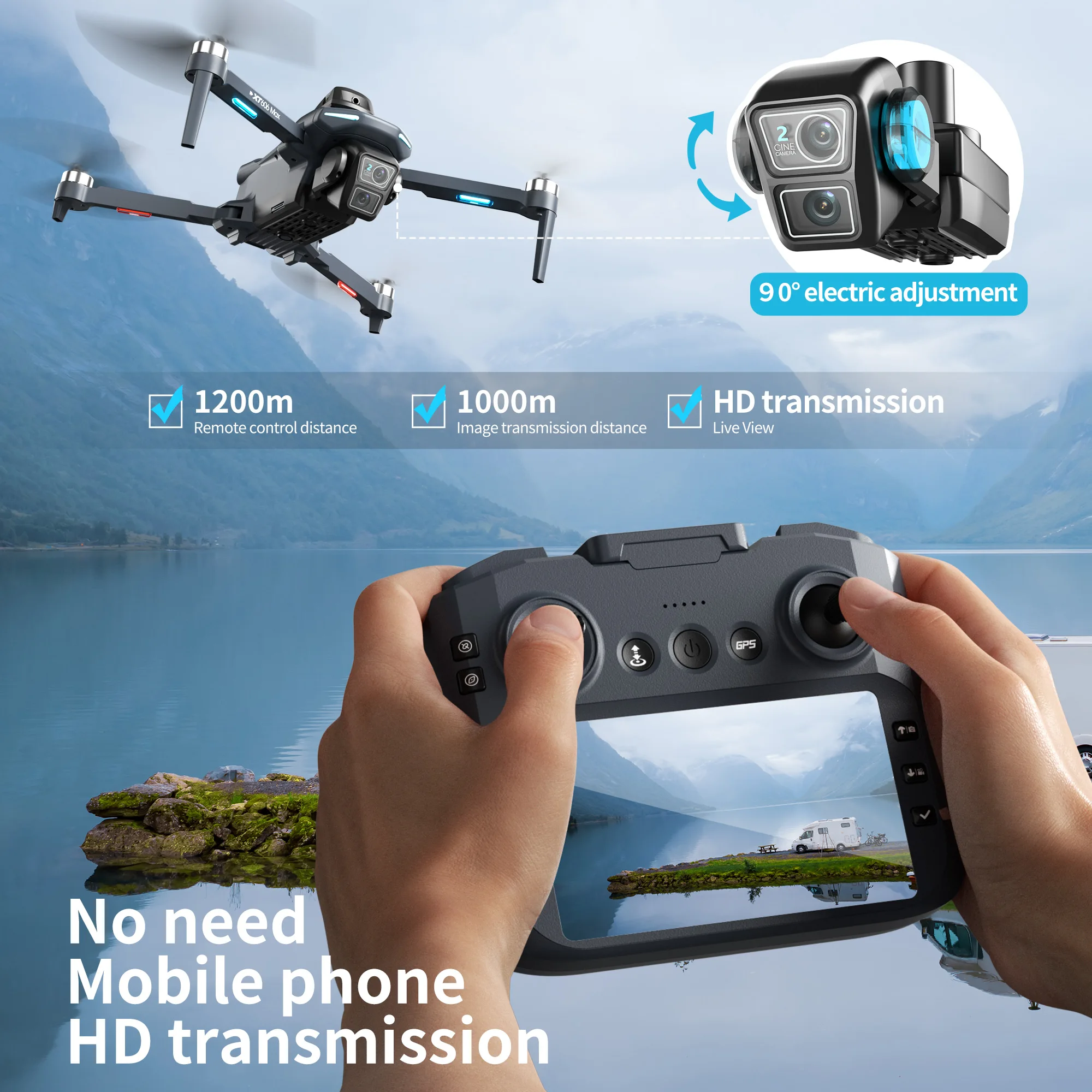 オリジナルXT606 MAX GPSドローン 4Kプロフェッ - Drone Kit With Camera のレビューと価格